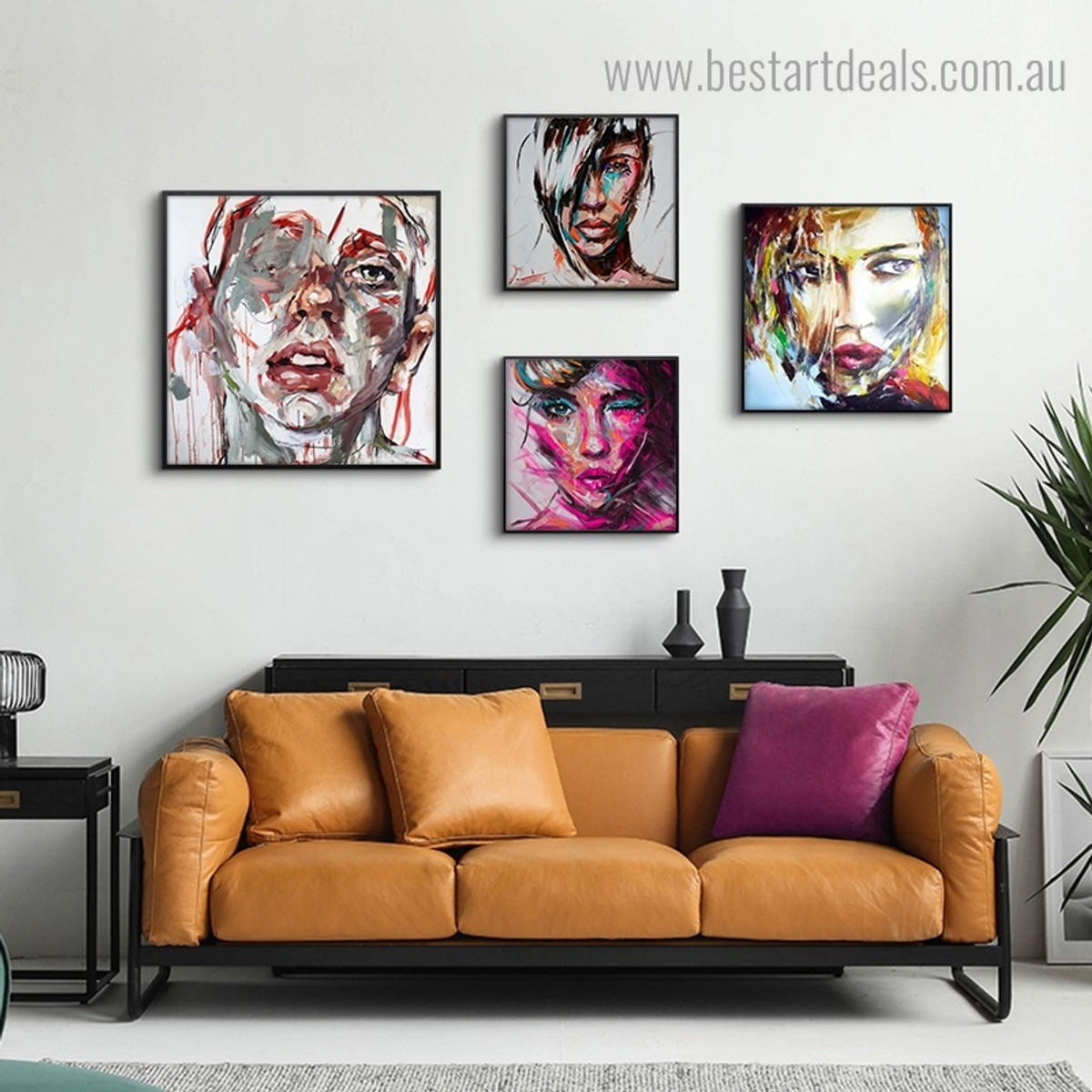 Wench Visages Abstract Framed Artwork Photo Canvas Print for Room Wall Decoration