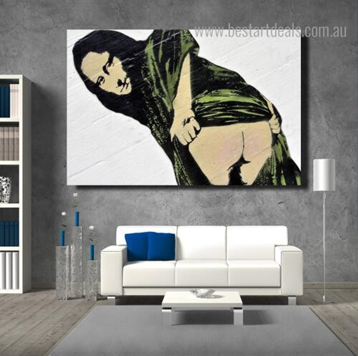 Mona Lisa Figure Graffiti Framed Artwork Image Canvas Print for Room Wall Decor