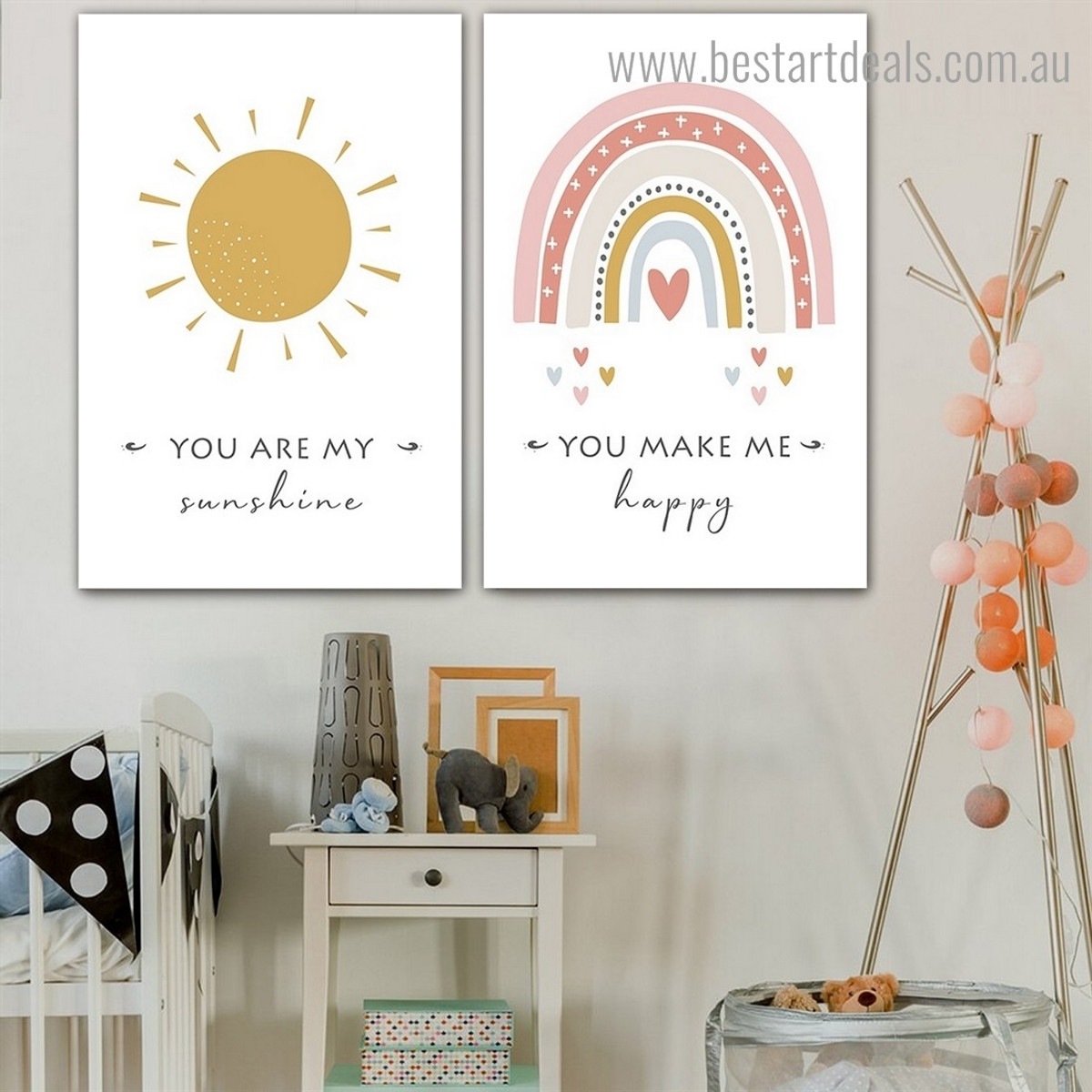 My Sunshine Kids Quote Framed Artwork Image Canvas Print for Room Wall Decoration