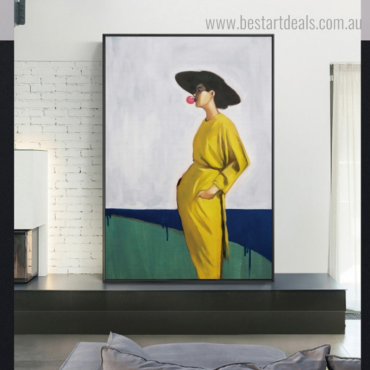 Yellow Garment Female Figure Modern Framed Painting Pic Canvas Print for Room Wall Assortment