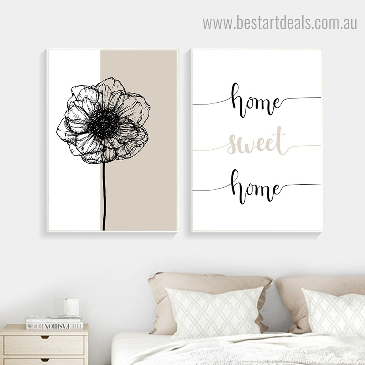 Home Sweet Home Quote Modern Framed Artwork Photo Canvas Print for Room Wall Disposition