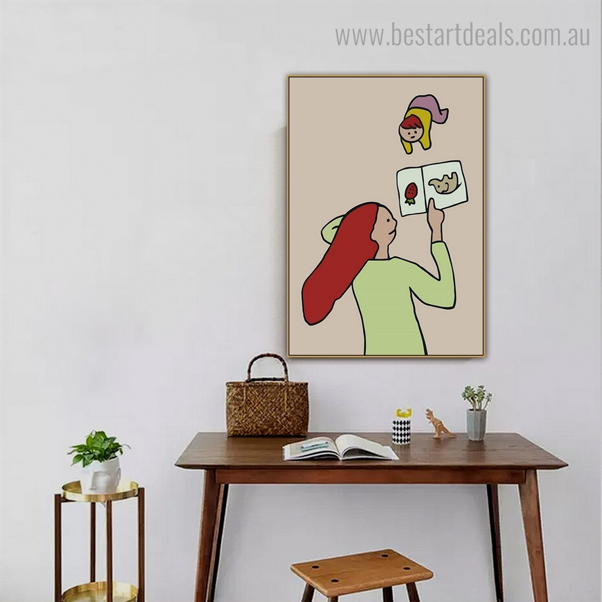 Mom Child Abstract Framed Smudge Photograph Canvas Print for Room Wall Finery