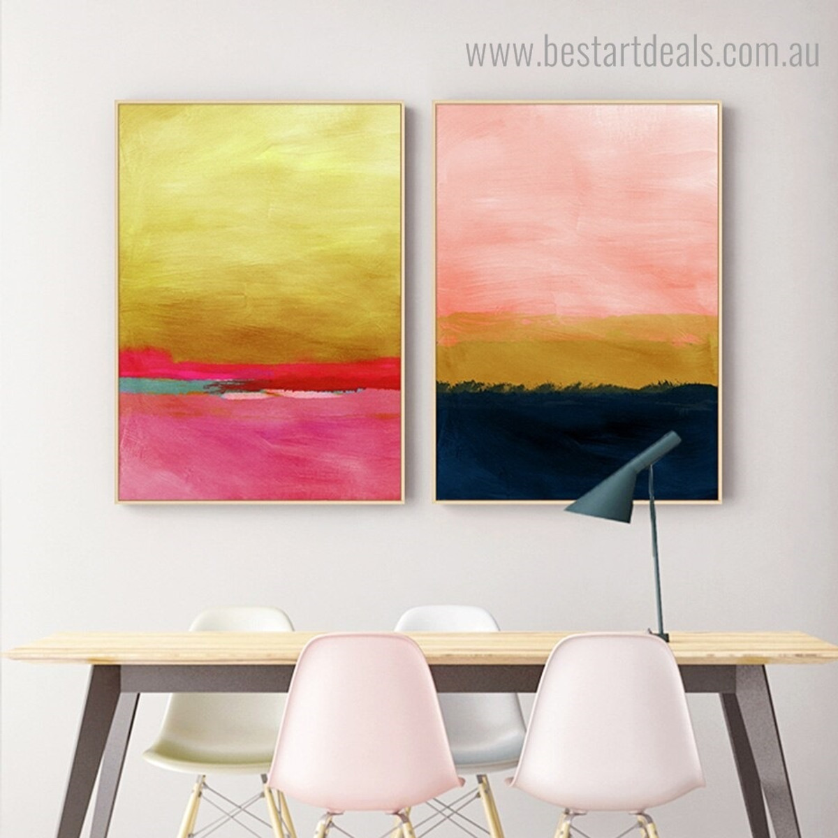 Pink and Golden Abstract Modern Framed Artwork Photo Canvas Print for Room Wall Assortment