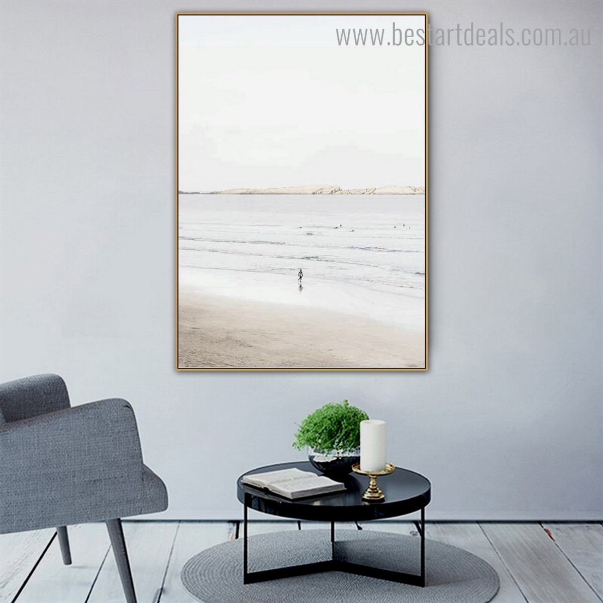 Sea Coast Nature Framed Artwork Picture Canvas Print for Room Wall Decor