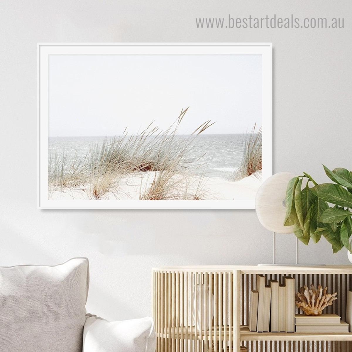 Beachgrass Nature Framed Artwork Photo Canvas Print for Room Wall Garnish