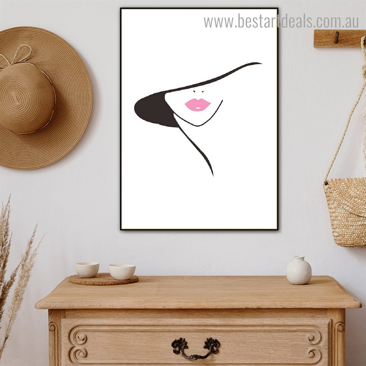 Half Visage Figure Contemporary Framed Artwork Image Canvas Print for Room Wall Decor