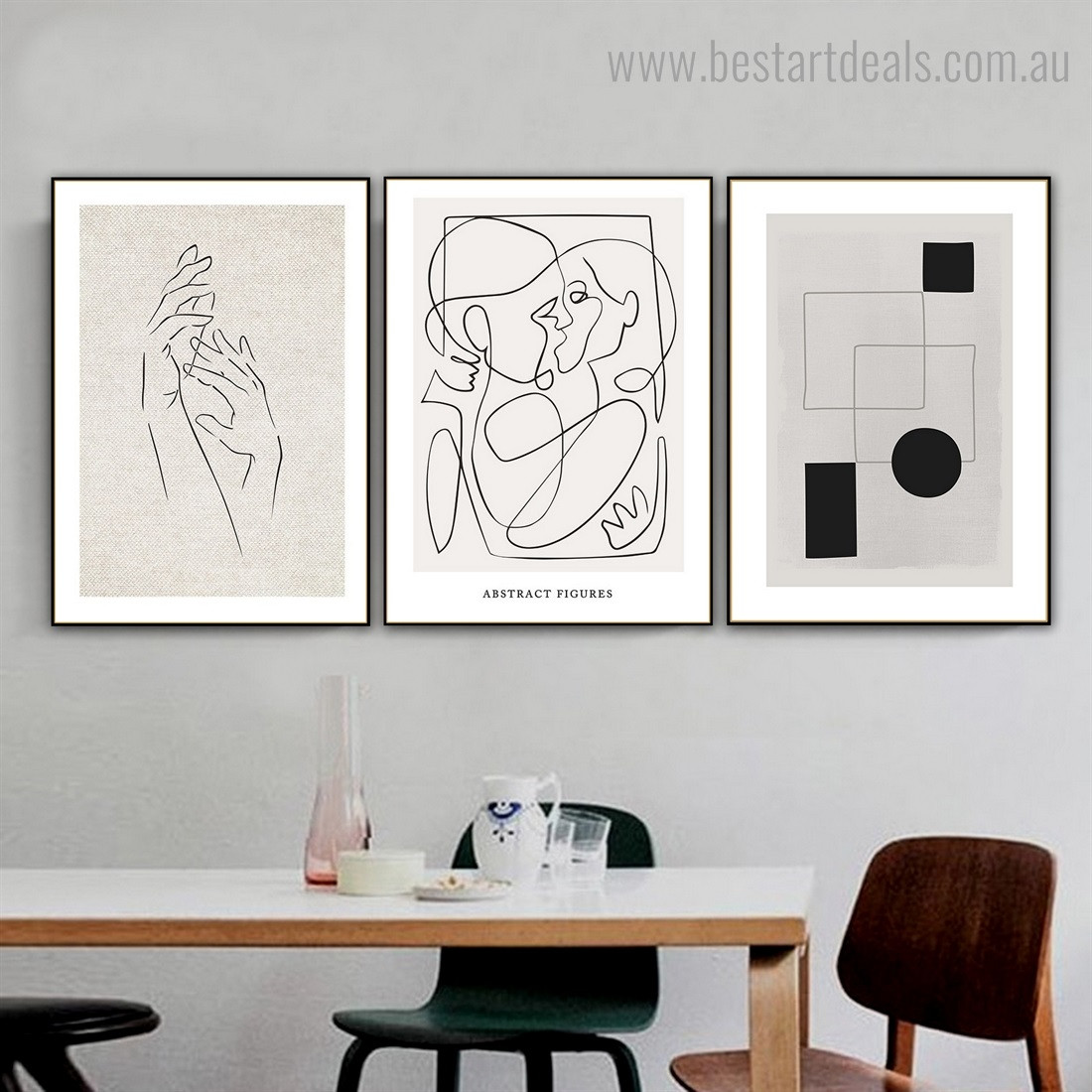 Osculation Abstract Contemporary Framed Artwork Image Canvas Print for Room Wall Decoration