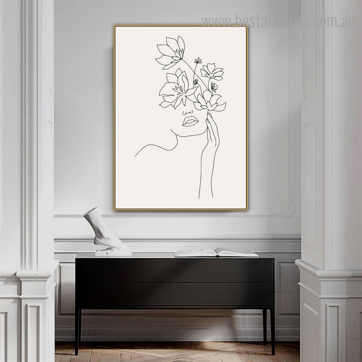 Wench Flowers Abstract Contemporary Framed Painting Image Canvas Print for Room Wall Assortment