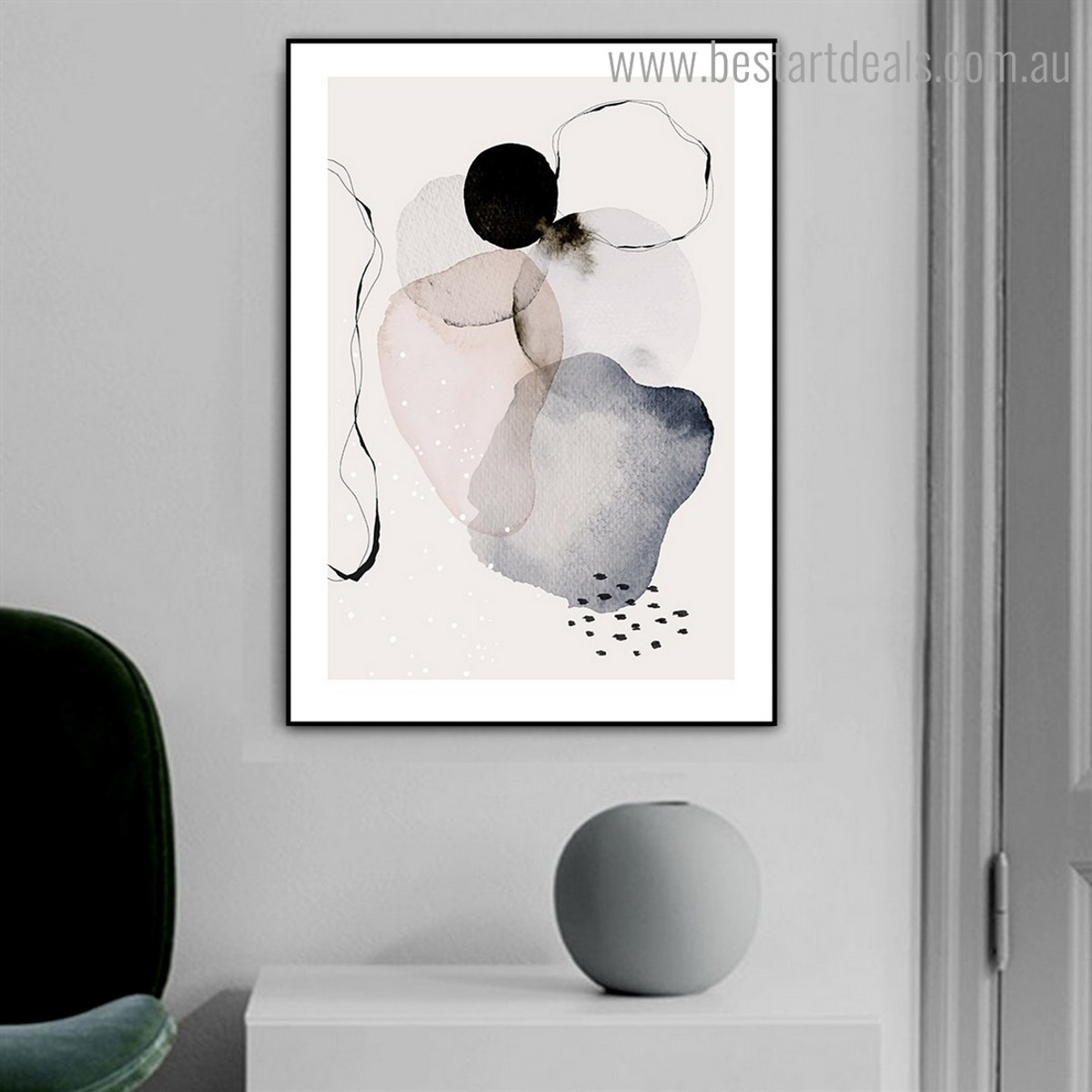 Colourful Stains Abstract Watercolor Framed Painting Image Canvas Print for Room Wall Finery