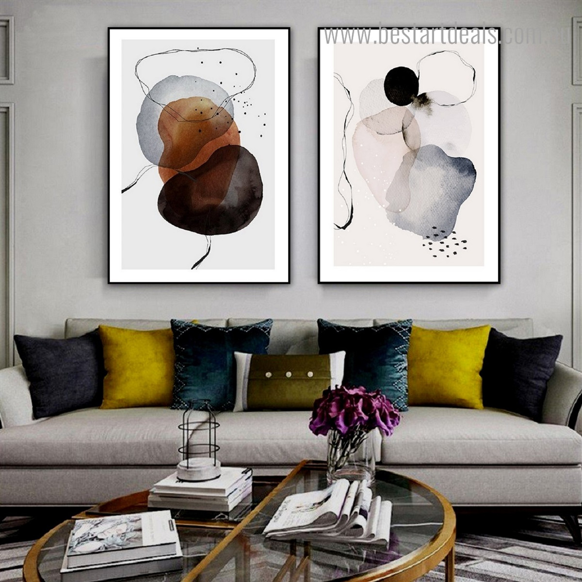 Chromatic Blemishes Abstract Watercolor Framed Artwork Image Canvas Print for Room Wall Outfit