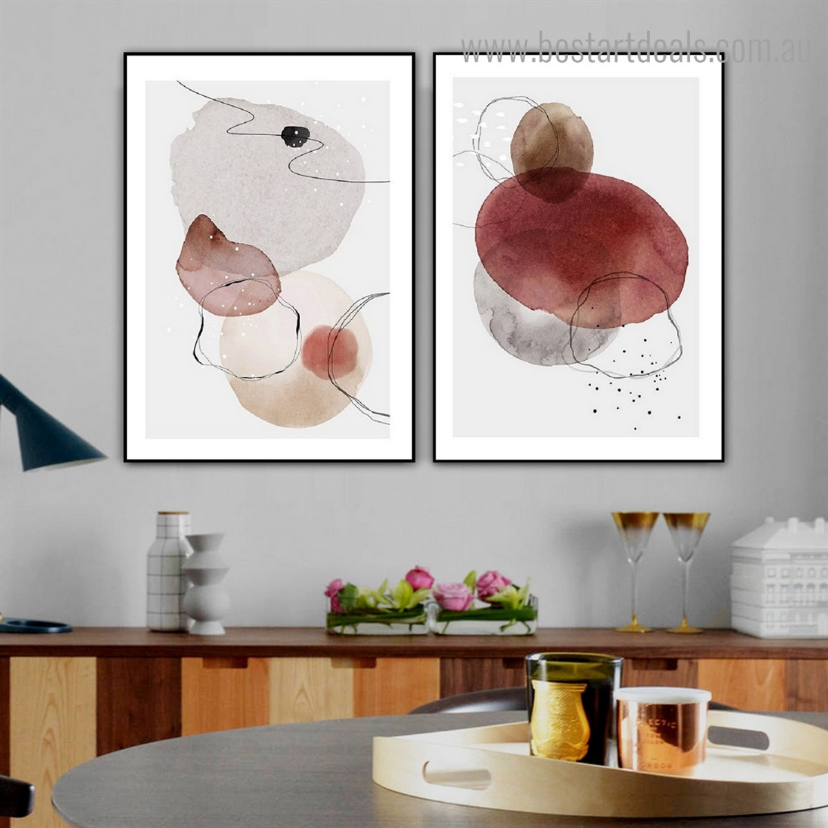 Twisty Strokes Abstract Watercolor Framed Painting Picture Canvas Print for Room Wall Flourish
