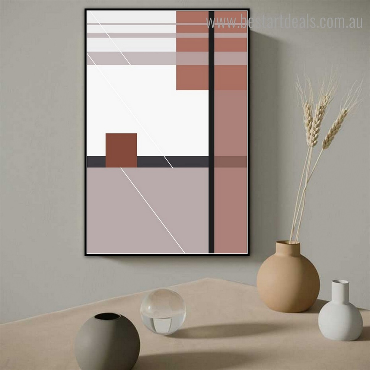 Bold Thin Strokes Abstract Modern Framed Painting Portrait Canvas Print for Room Wall Adornment