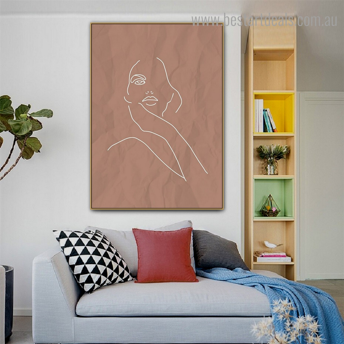 Wench Visage Abstract Minimalist Framed Smudge Image Canvas Print for Room Wall Decor