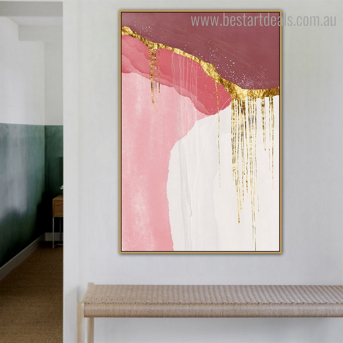 Maroon Abstract Contemporary Framed Artwork Picture Canvas Print for Room Wall Adornment