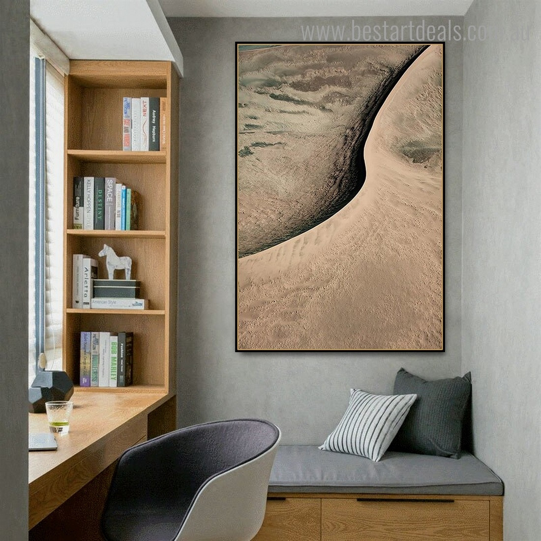 Sand Dune Abstract Contemporary Framed Painting Image Canvas Print for Room Wall Decor