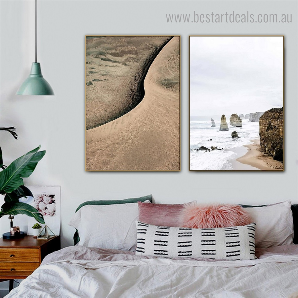 Apostles Sand Dune Nature Contemporary Framed Painting Portrait Canvas Print for Room Wall Adornment