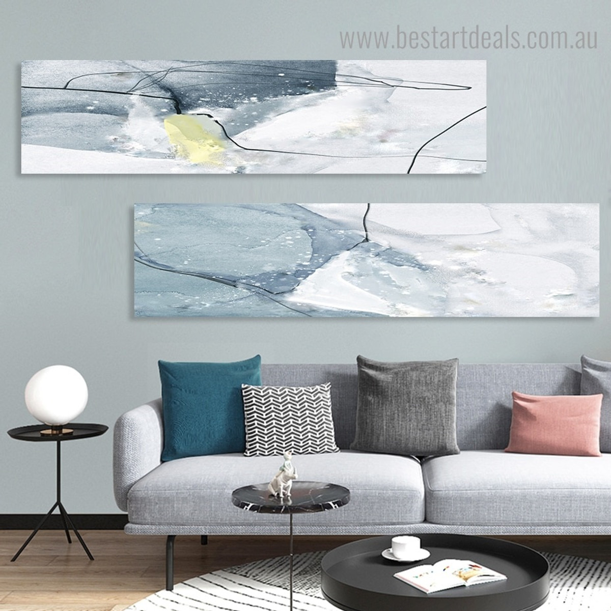 Convoluted Trails Abstract Nordic Painting Pic Canvas Print for Room Wall Flourish