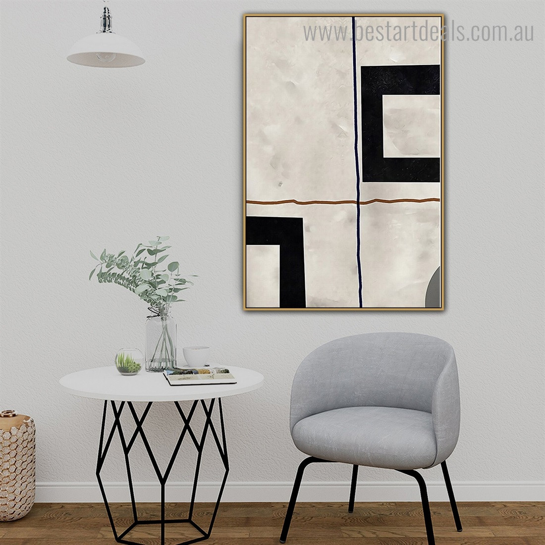 Black Boxes Abstract Modern Framed Artwork Photo Canvas Print for Room Wall Decor