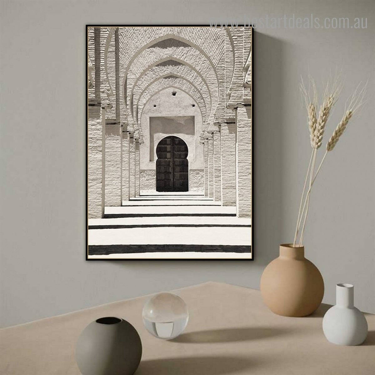 Mosque Door Architecture Vintage Framed Painting Pic Canvas Print for Room Wall Equipment