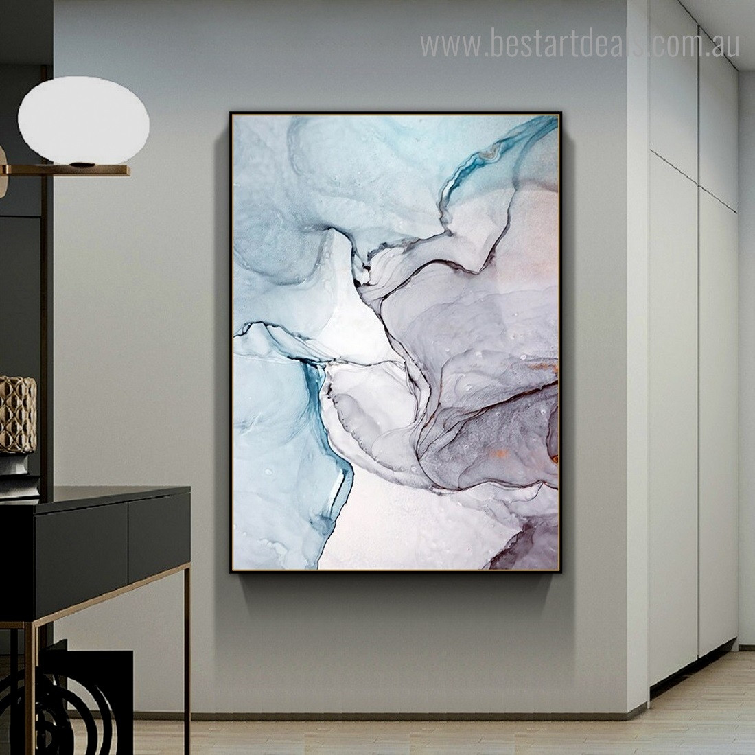 Chromatic Marble Abstract Contemporary Framed Portrayal Picture Canvas Print for Room Wall Decor