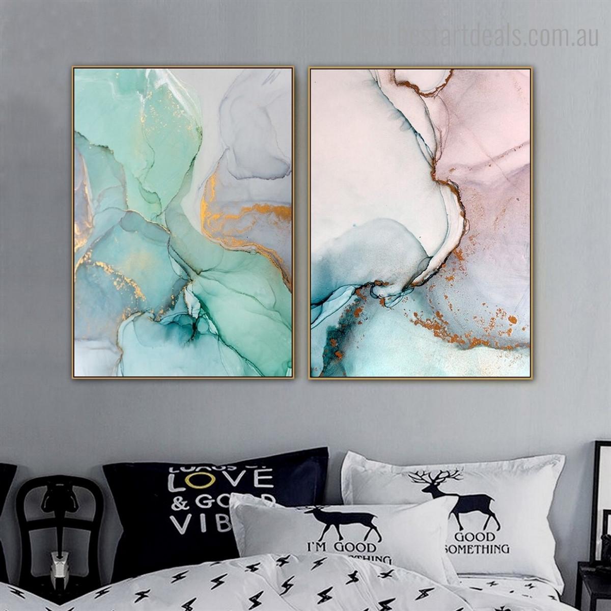 Motley Marble Abstract Contemporary Framed Artwork Photo Canvas Print for Room Wall Decor