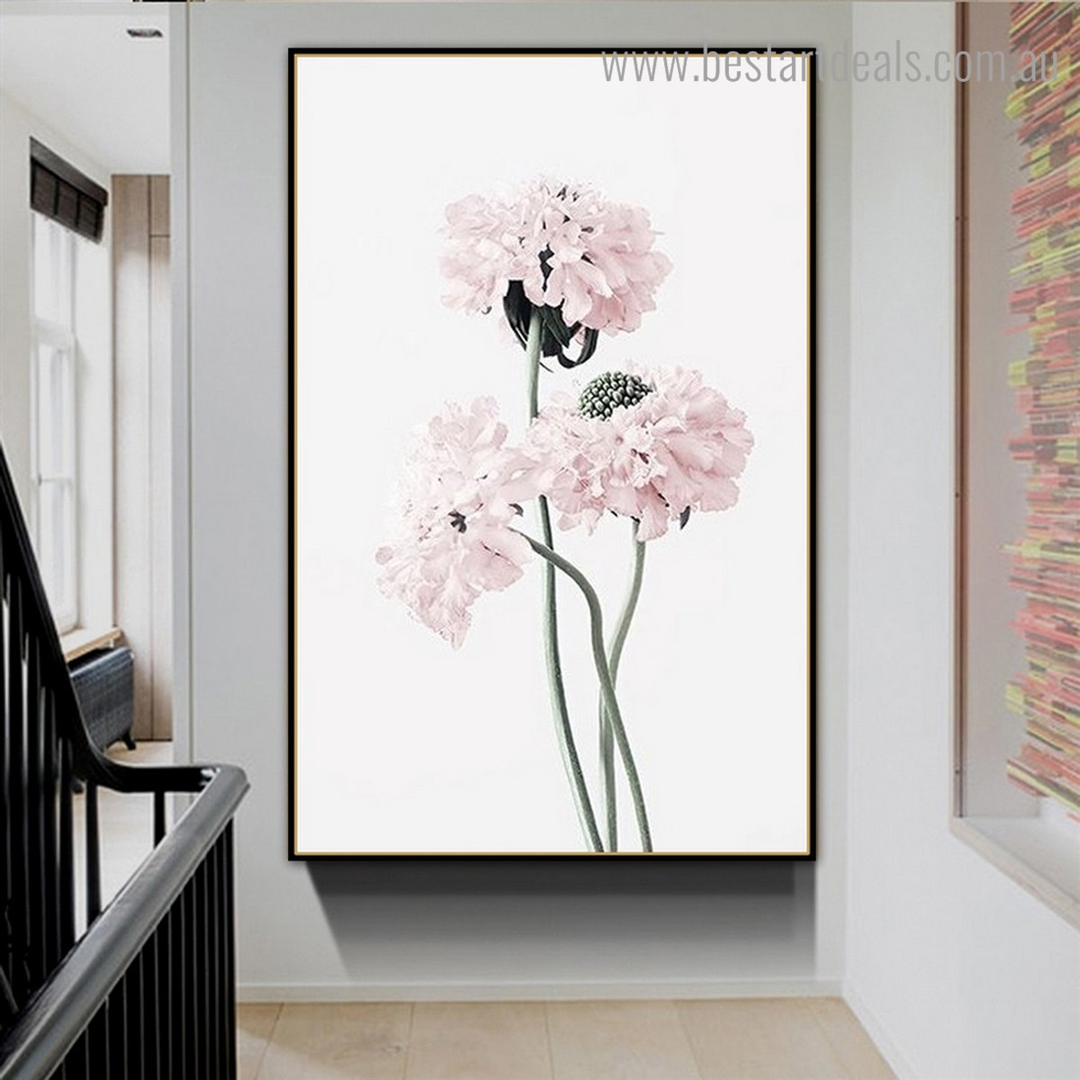 Summery Flowers Floral Contemporary Framed Painting Image Canvas Print for Room Wall Adornment