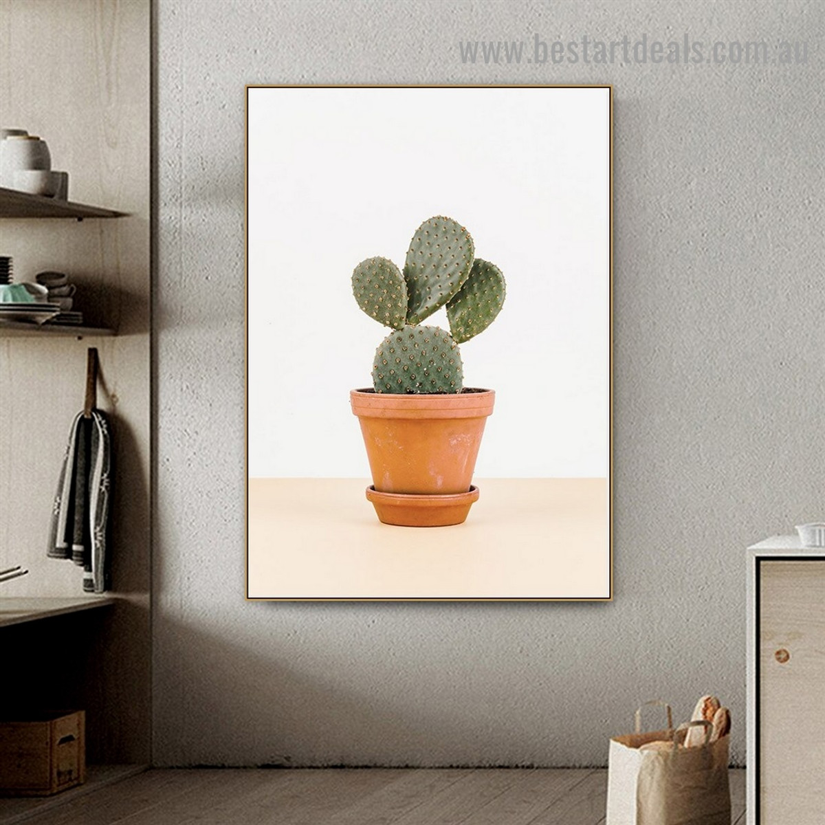 Prickly Pear Botanical Modern Framed Painting Pic Canvas Print for Room Wall Finery