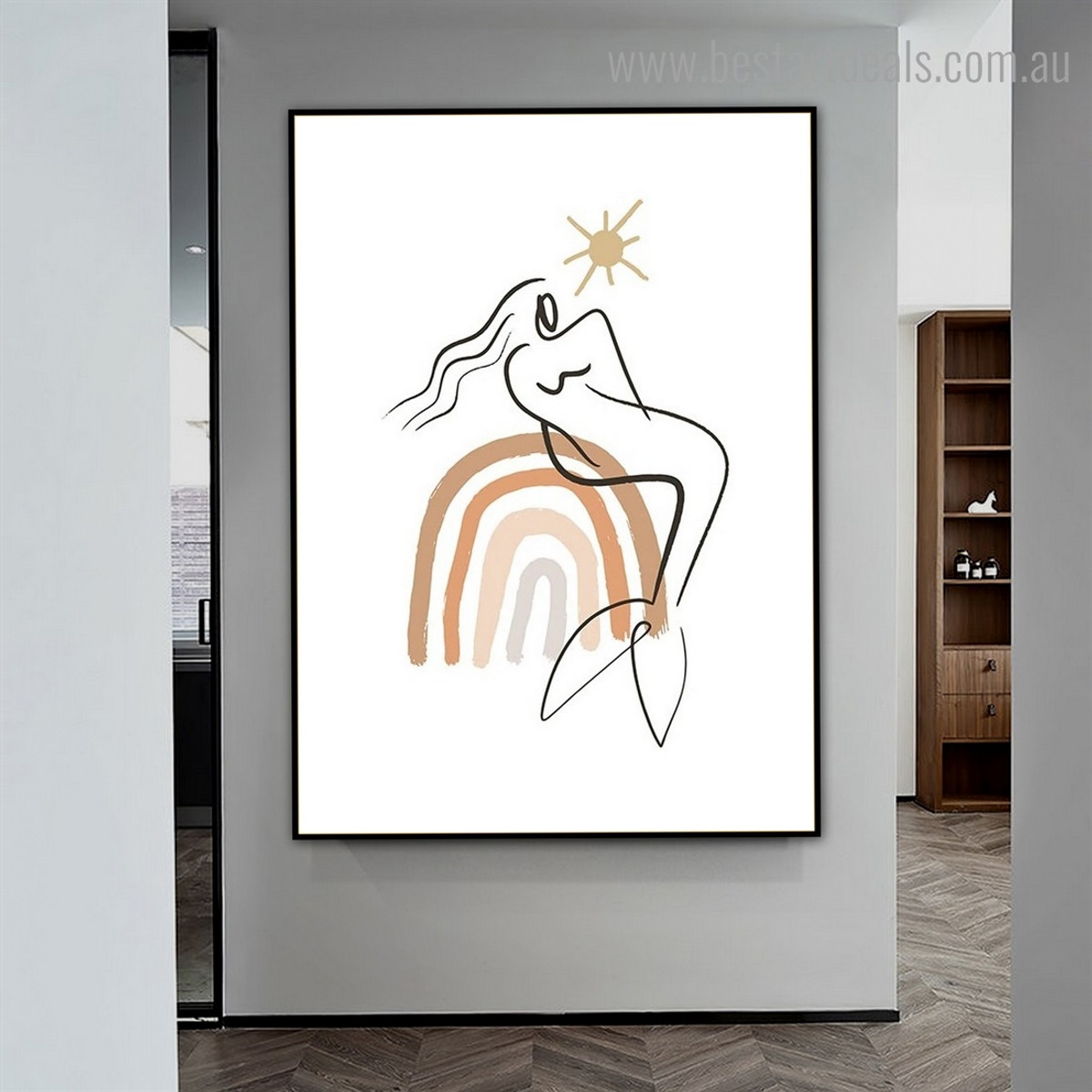 Mermaid Girl Abstract Scandinavian Framed Portraiture Image Canvas Print for Room Wall Disposition