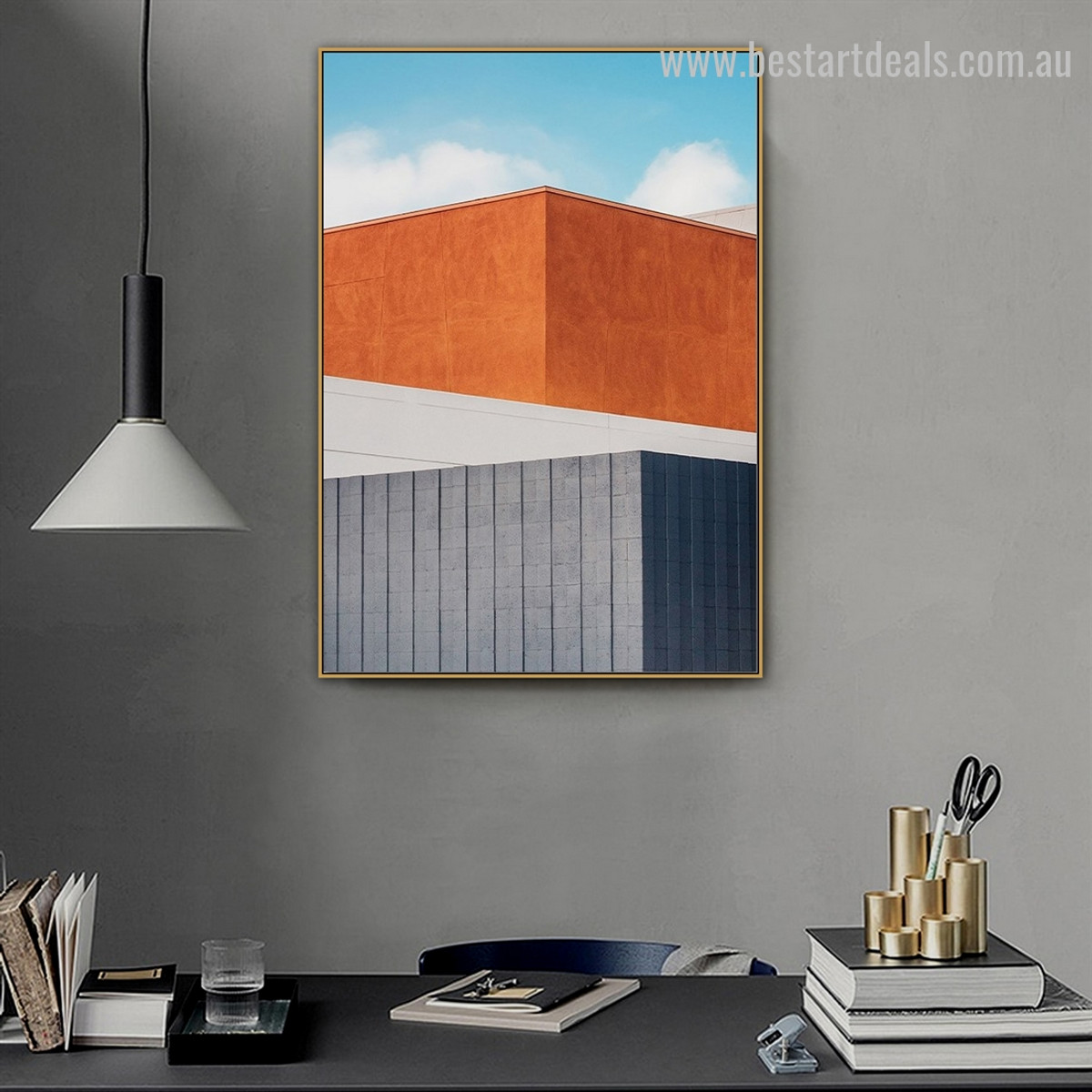 Bicolor Brink Abstract Cityscape Framed Painting Image Canvas Print for Room Wall Onlay