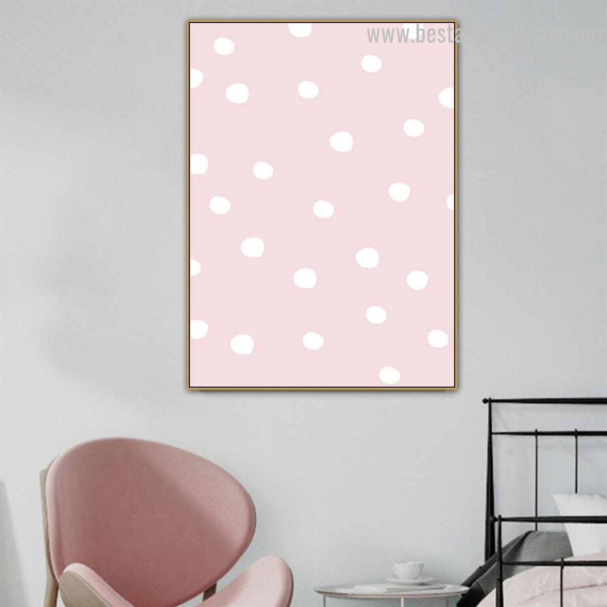 Polka Dots Abstract Kids Modern Framed Painting Image Canvas Print for Room Wall Decoration