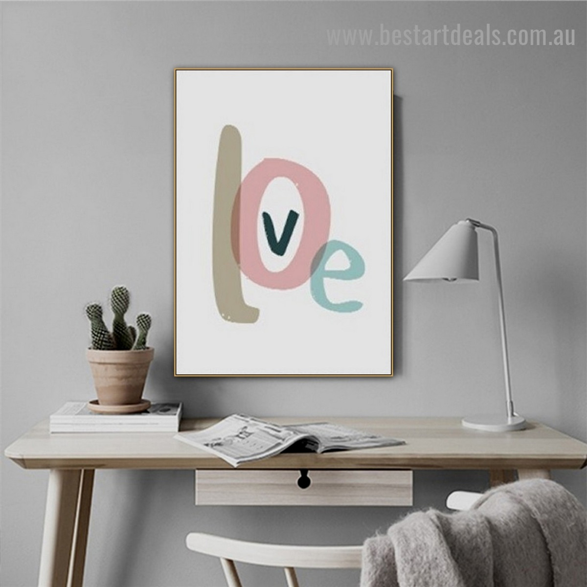 Love Color Typography Scandinavian Framed Artwork Photo Canvas Print for Room Wall Ornament