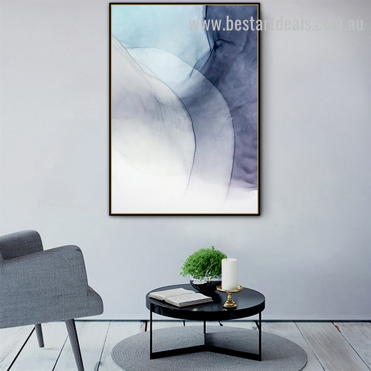 Mountain Road Abstract Watercolor Nordic Framed Artwork Portrait Canvas Print for Room Wall Decoration