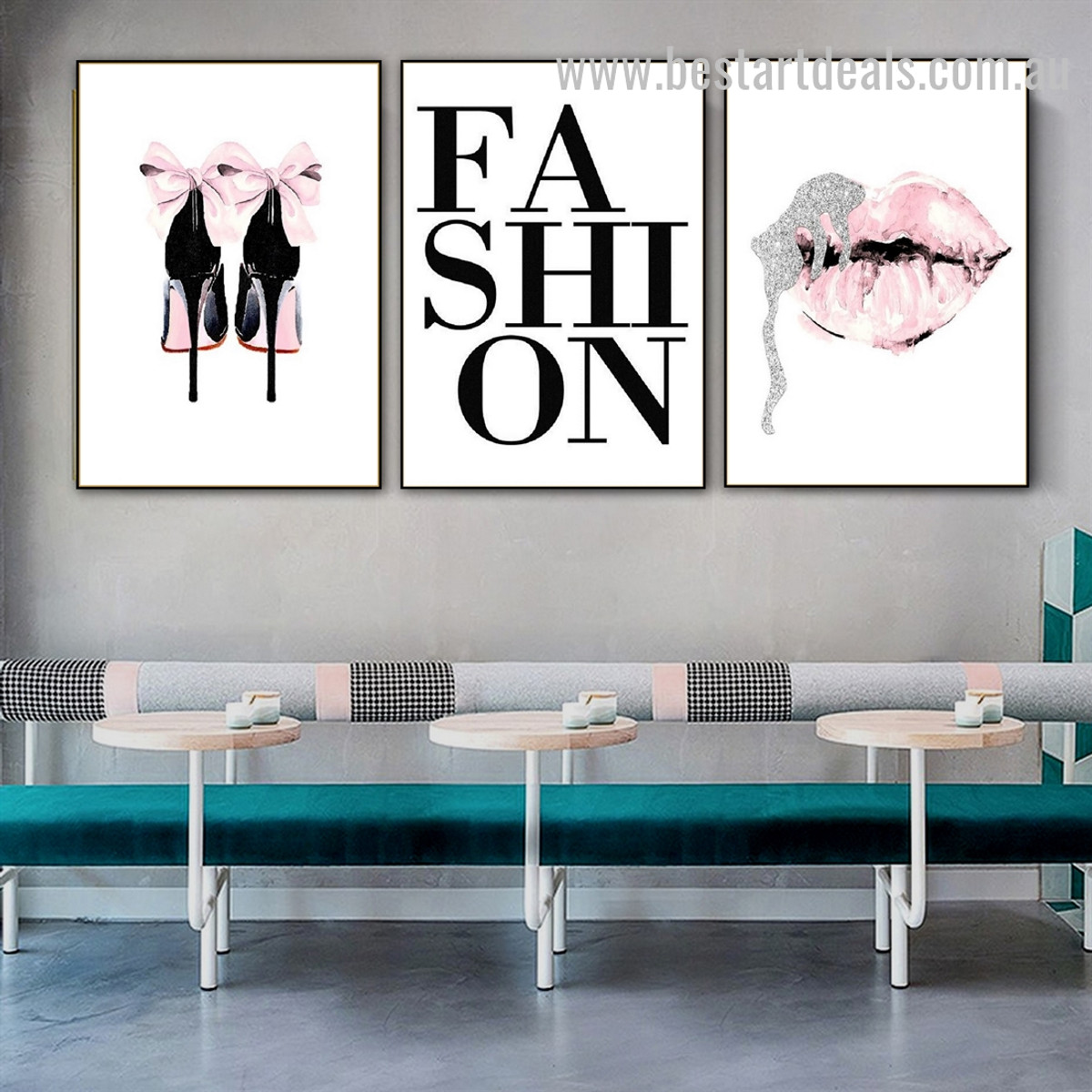 Pink Fashion Contemporary Typography Nordic Framed Painting Image Canvas Print for Room Wall Ornament