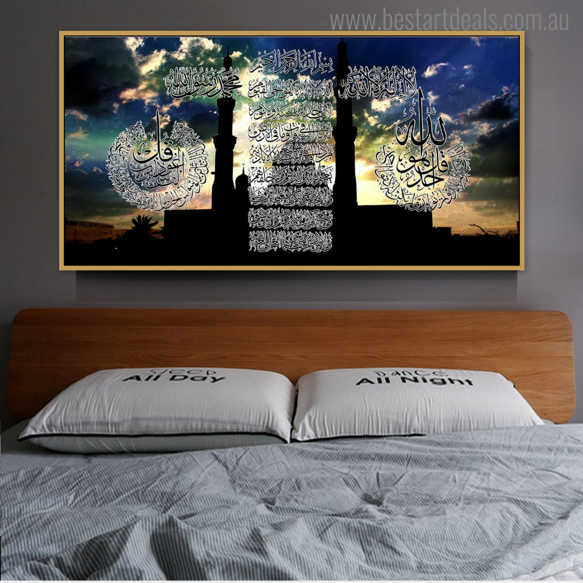 Mosque Calligraphy Religious Modern Painting Print for Bedroom Wall Ornament