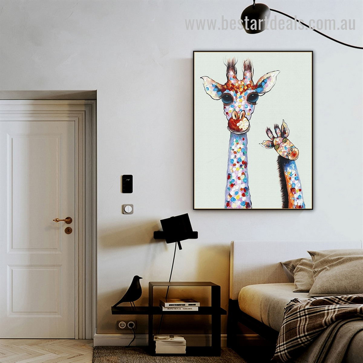 Sassy Giraffe Abstract Animal Graffiti Artwork Image Canvas Print for Room Wall Onlay