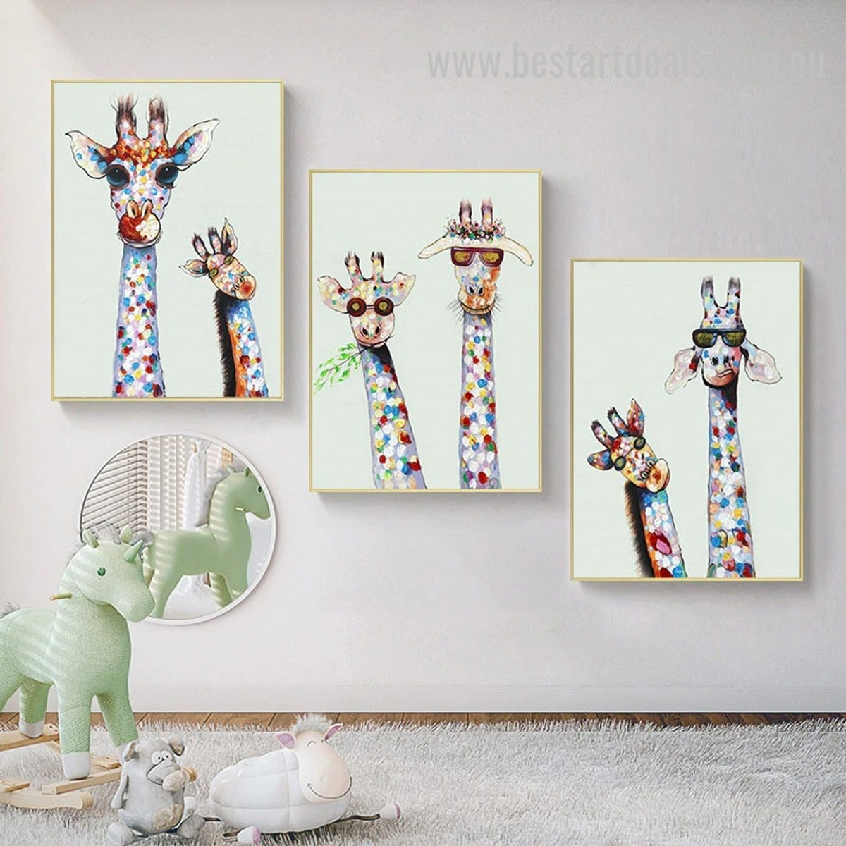 Giraffes Fashion Abstract Animal Graffiti Smudge Image Canvas Print for Room Wall Onlay