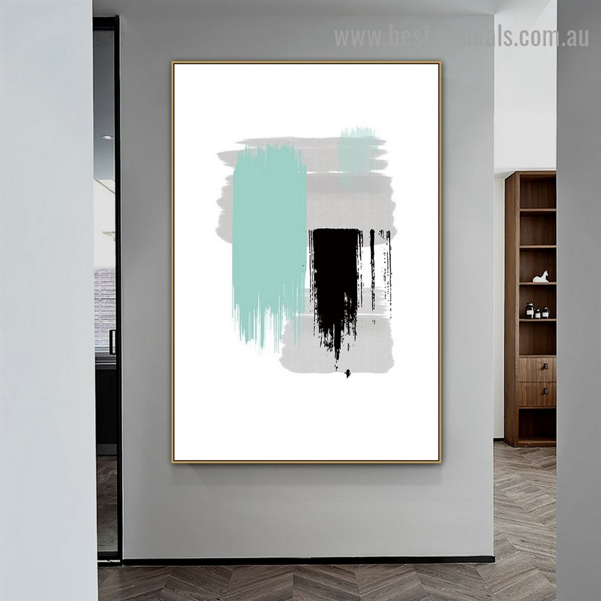 Heavy Brush Strokes Abstract Modern Artwork Portrait Canvas Print for Room Wall Adornment