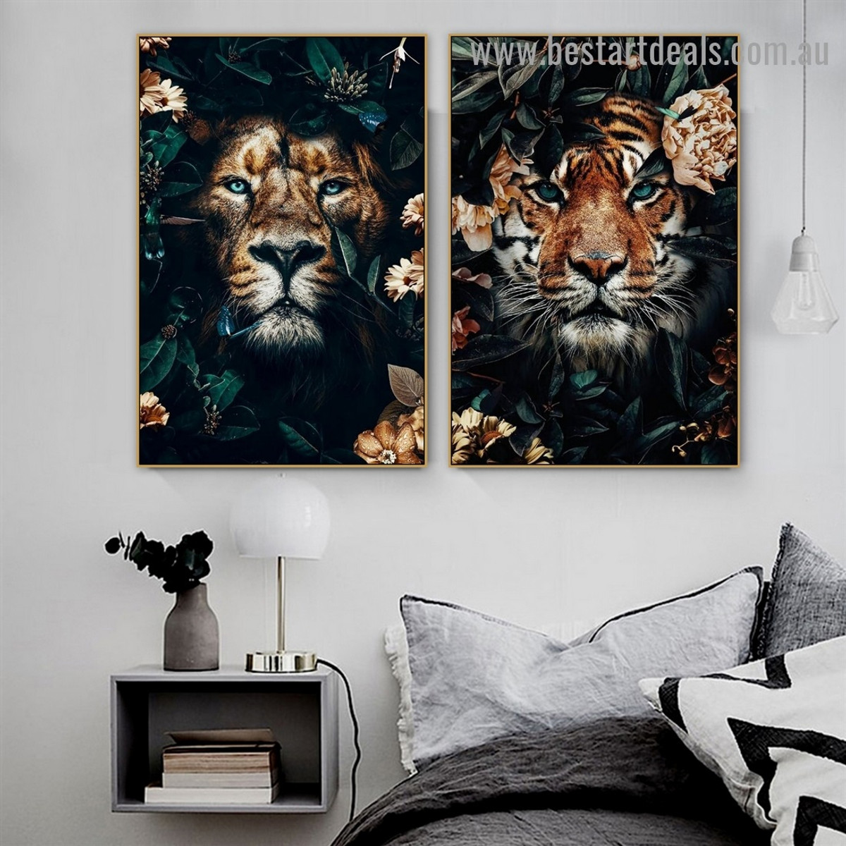 Shiny Eyes Tiger Animal Modern Artwork Picture Canvas Print for Room Wall Adornment