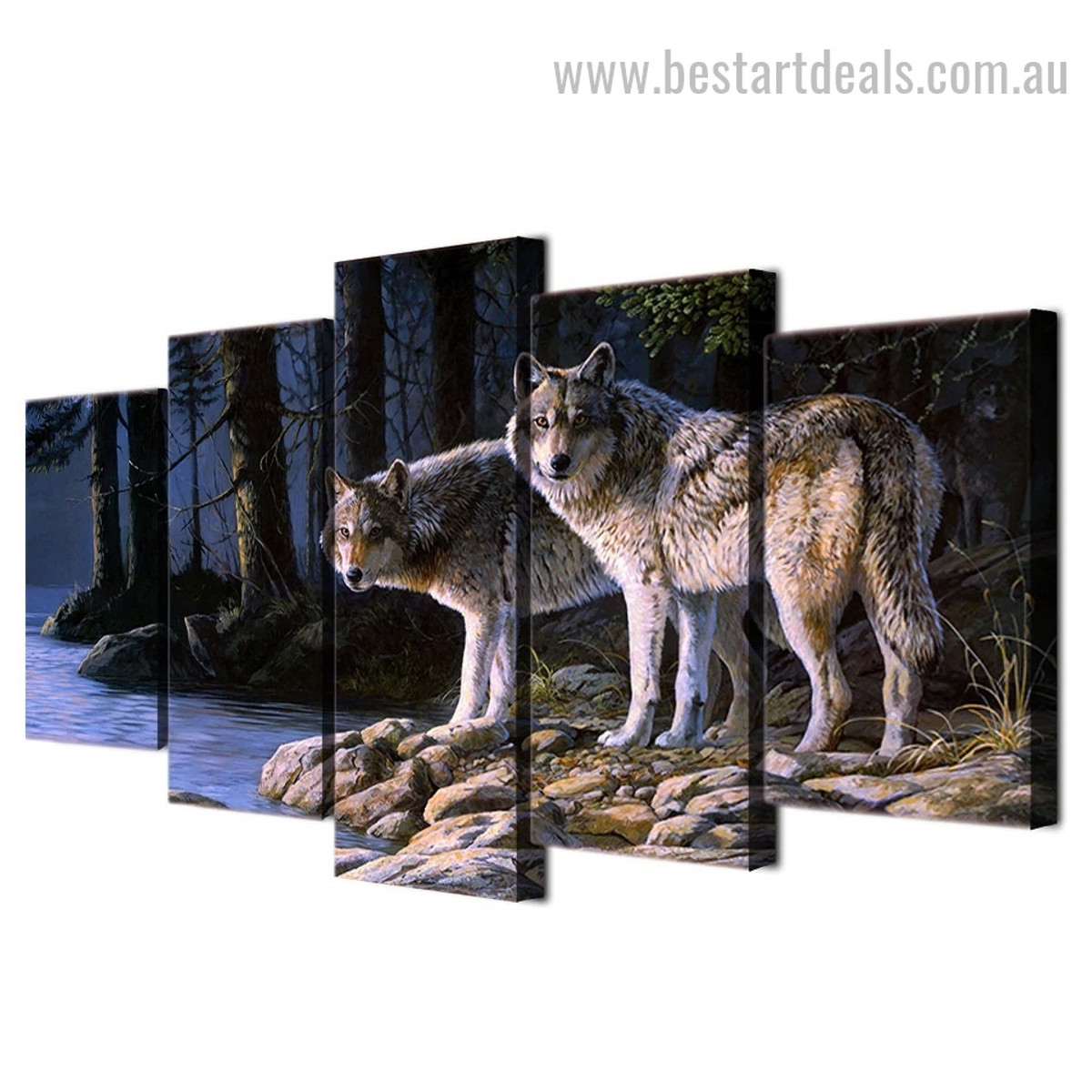 Timber Wolves Animal Nature Modern Smudge Portrait Canvas Print