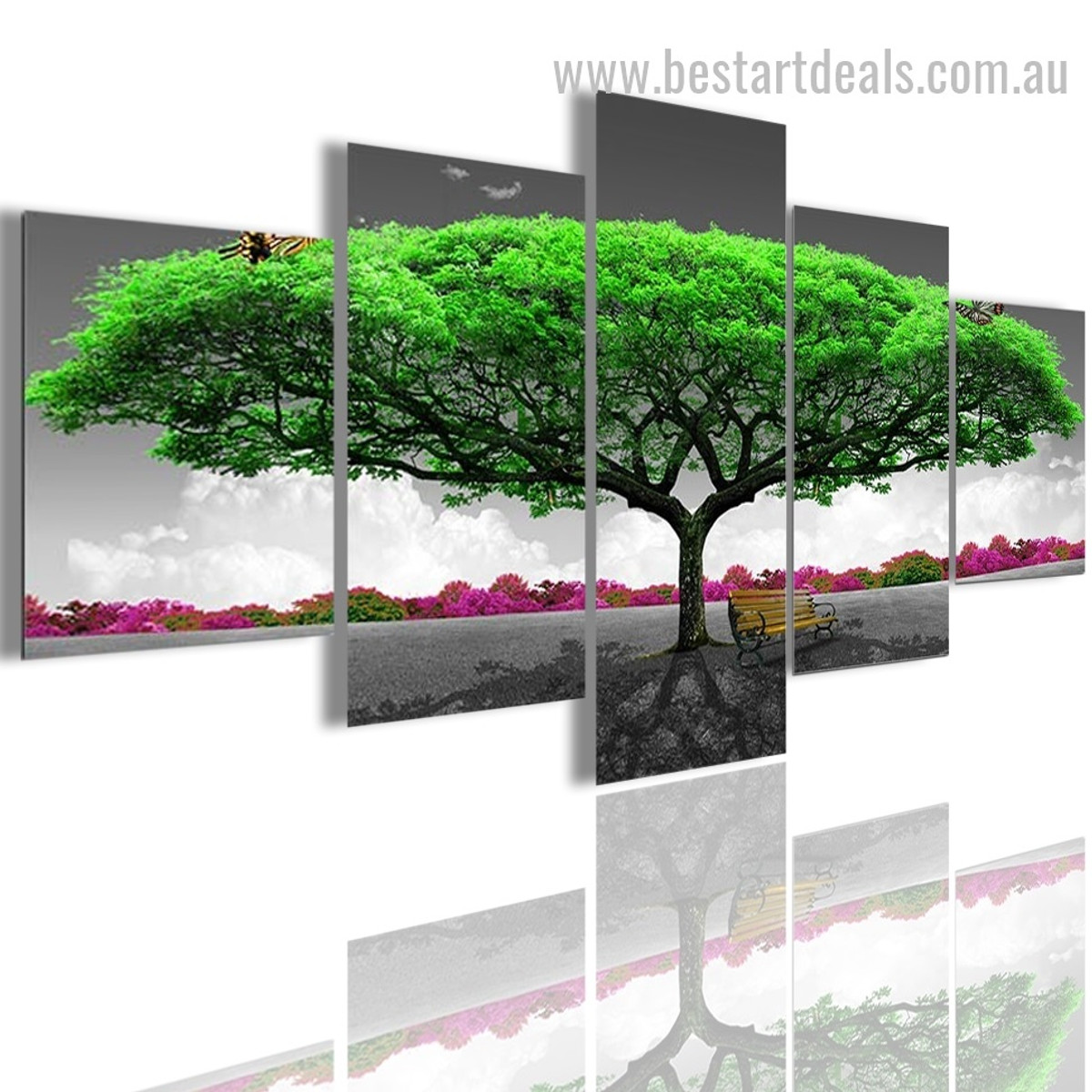 Green Arbors Botanical Nature Modern Effigy Pic Canvas Print