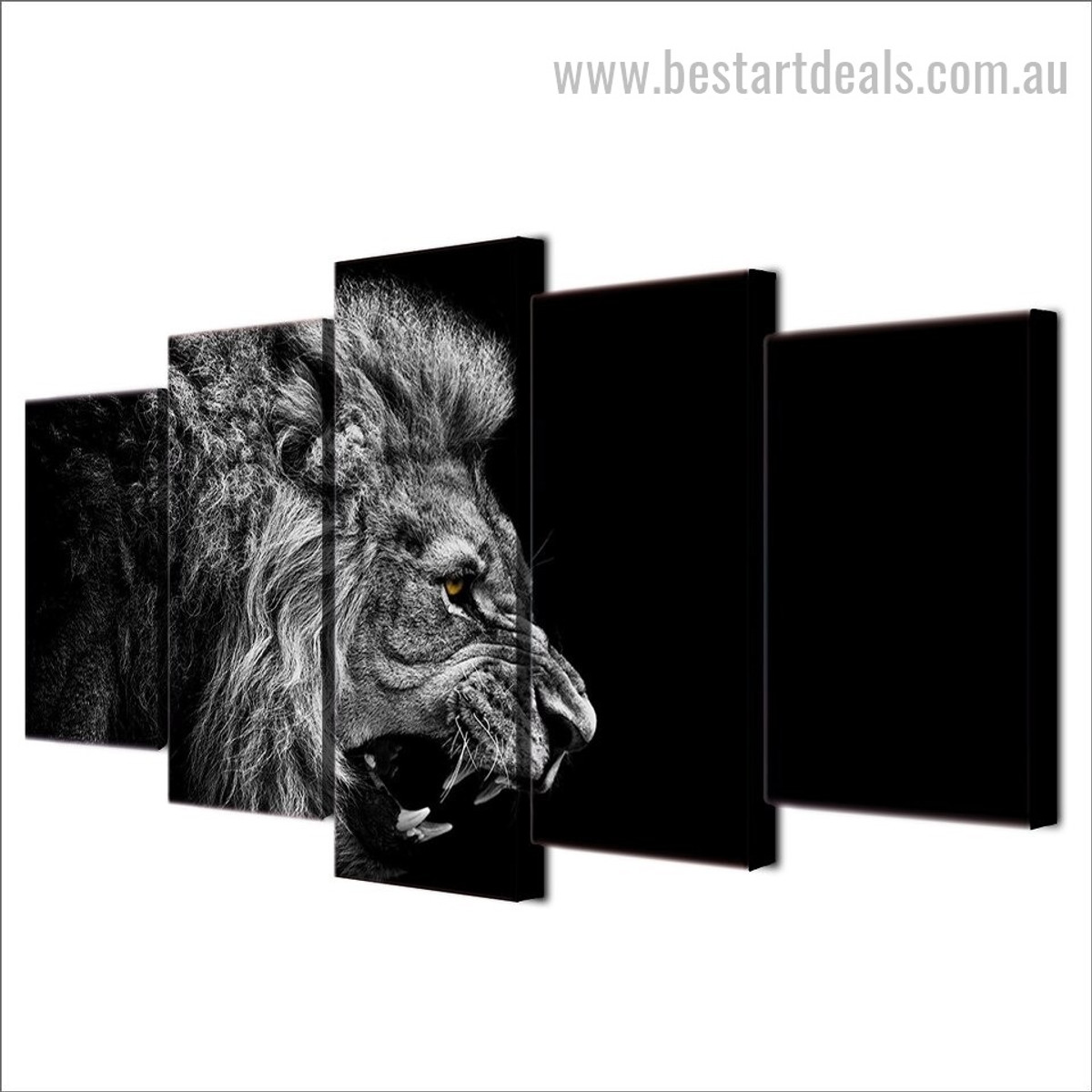 Infuriated Lion Animal Retro Painting Picture Canvas Print