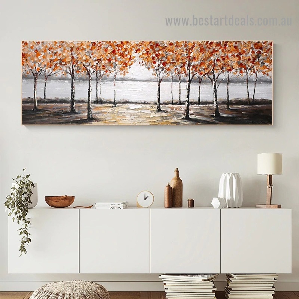 Autumn Season Botanical Abstract Modern Artwork Picture Canvas Print for Room Wall Adornment