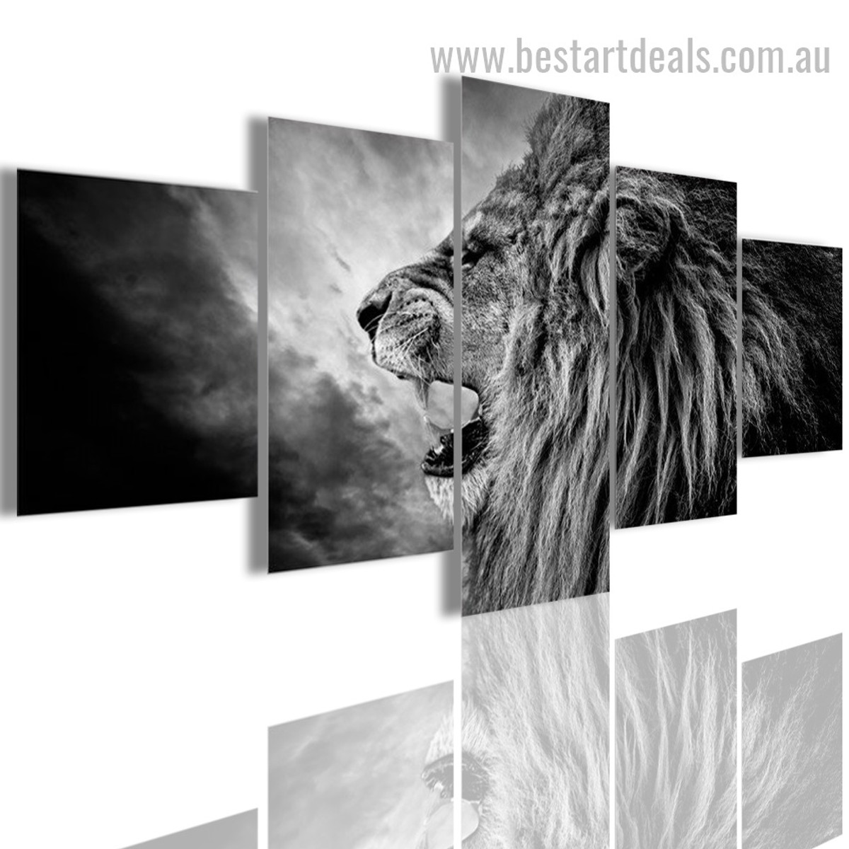 Snarling Leo Animal Modern Painting Photo Canvas Print