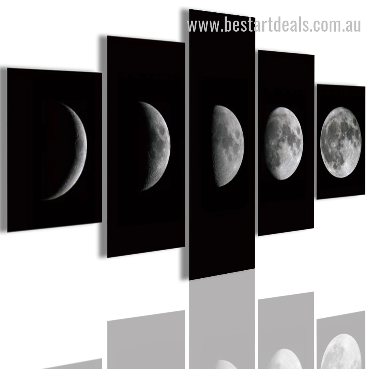 Phases of Moon Nature Landscape Modern Framed Artwork Portrait Canvas Print