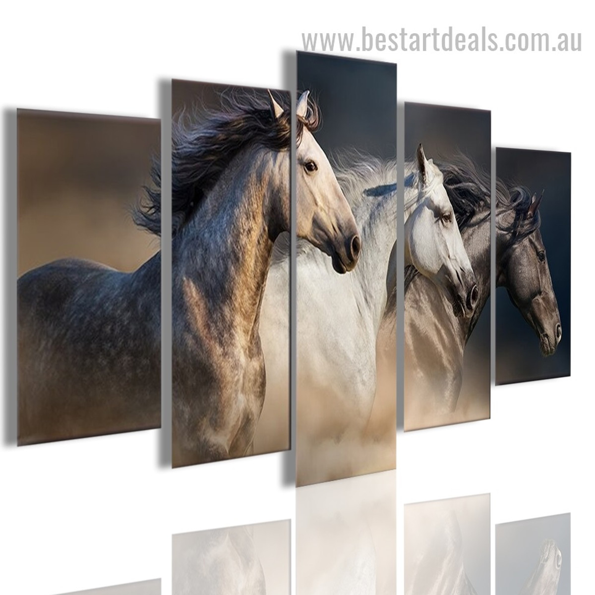 Running Horses Animal Modern Framed Artwork Image Canvas Print