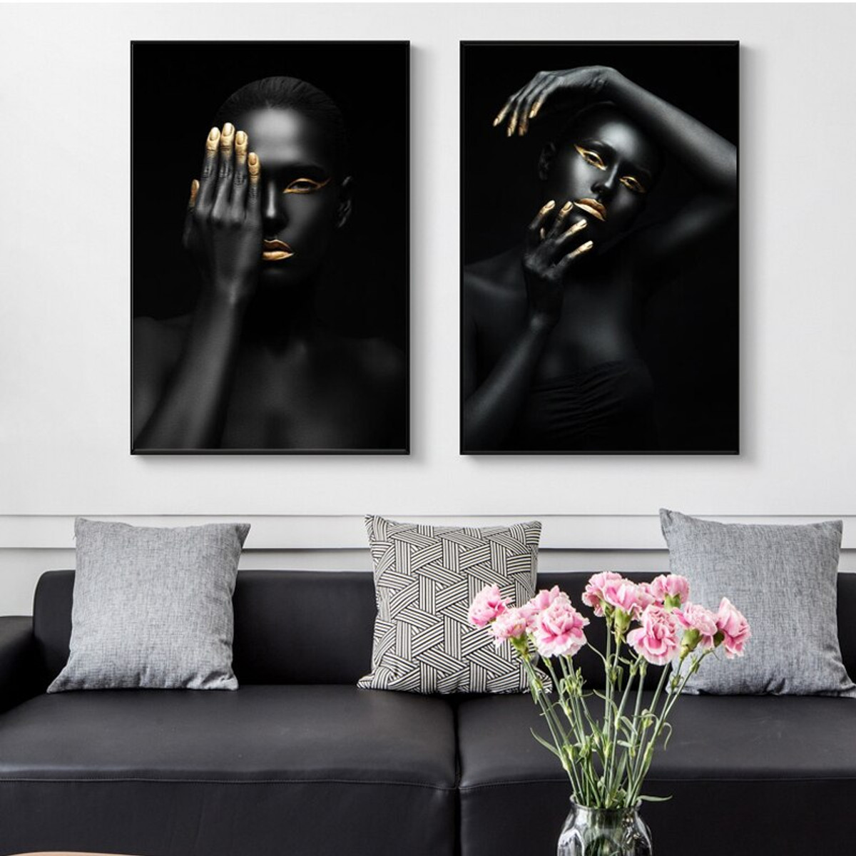 Dark Skin Figure Modern Picture Print for Living Room