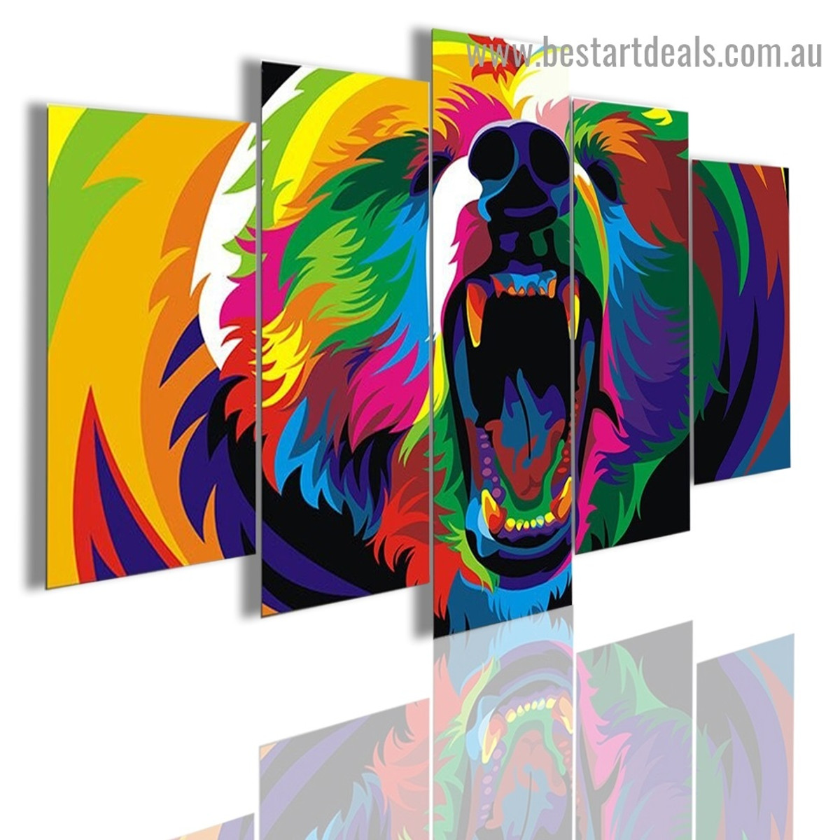 Multicolor Bear Animal Modern Artwork Photo Canvas Print for Room Wall Adornment