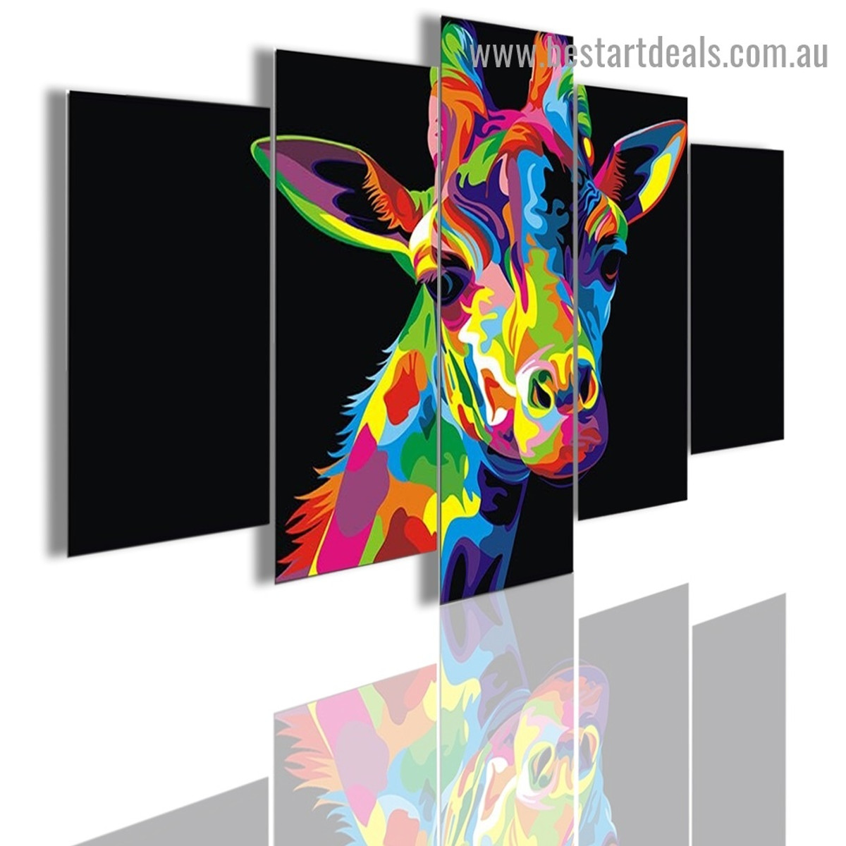 Colorful Giraffe Animal Modern Artwork Picture Canvas Print for Room Wall Decoration