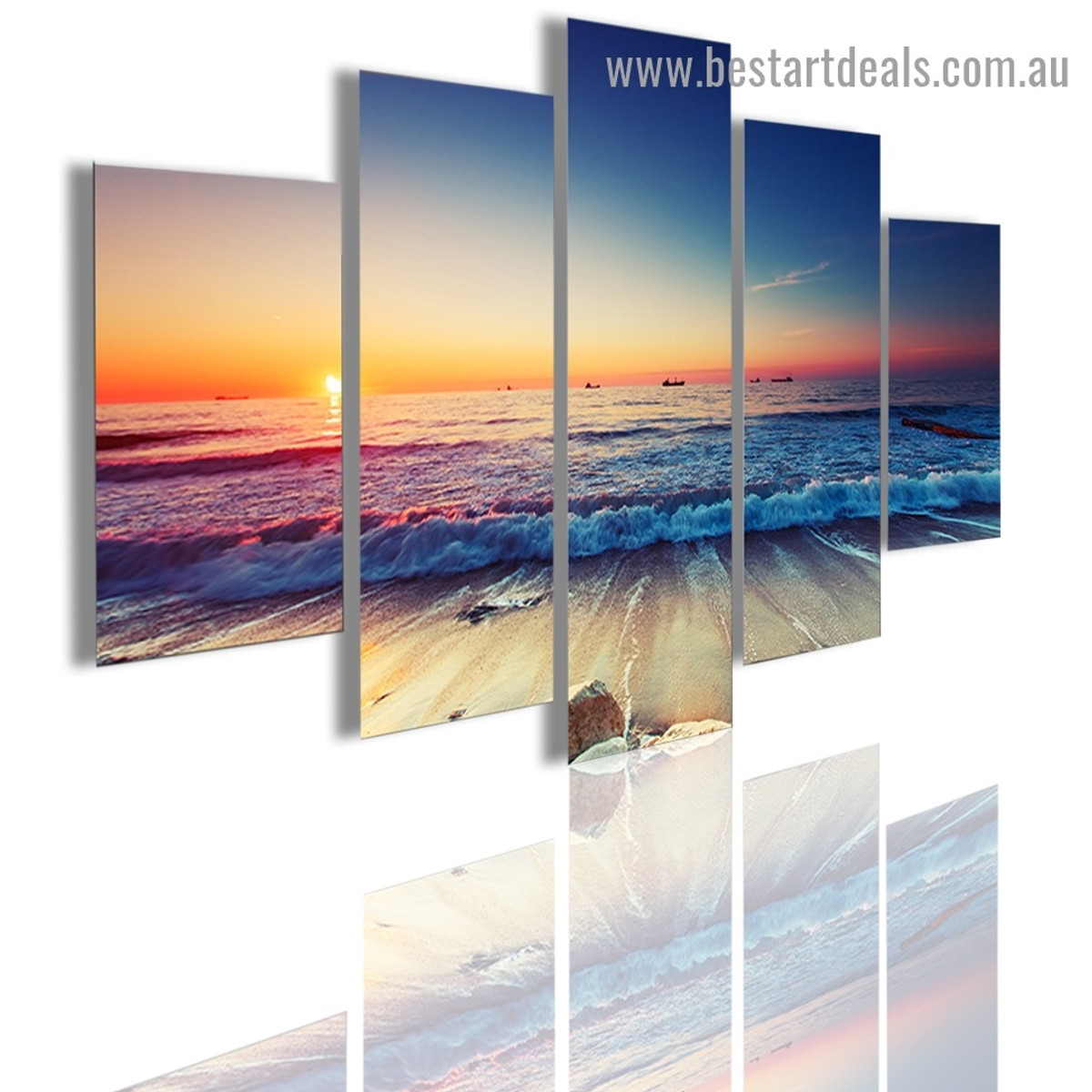 Sunset Beach Landscape Modern Artwork Picture Canvas Print for Room Wall Adornment