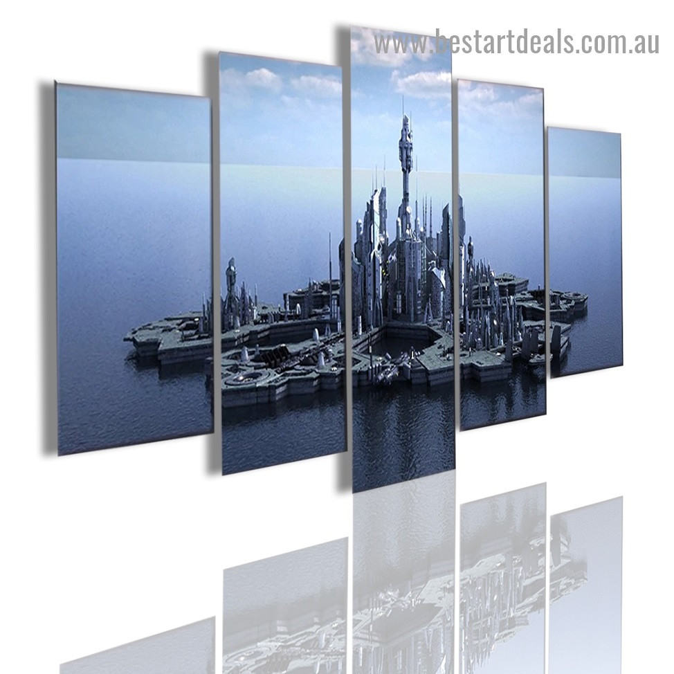 Stargate Atlantis City Modern Artwork Picture Canvas Print for Room Wall Decoration